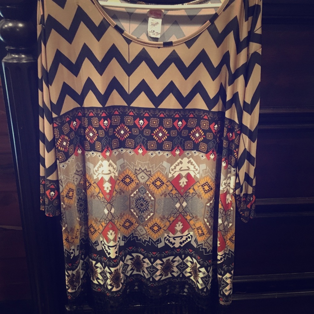Chevron and Aztec fringe tunic